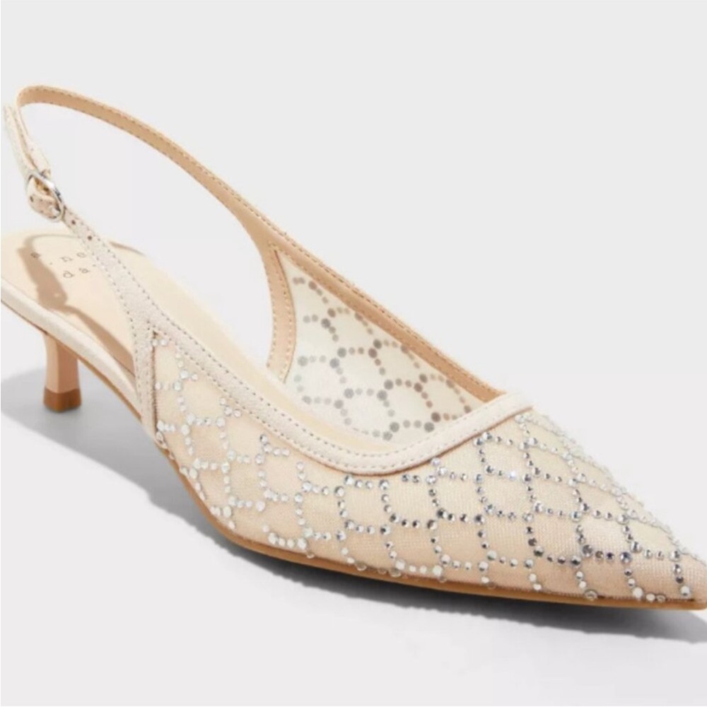 a new day Cream and Silver Slingback Heels